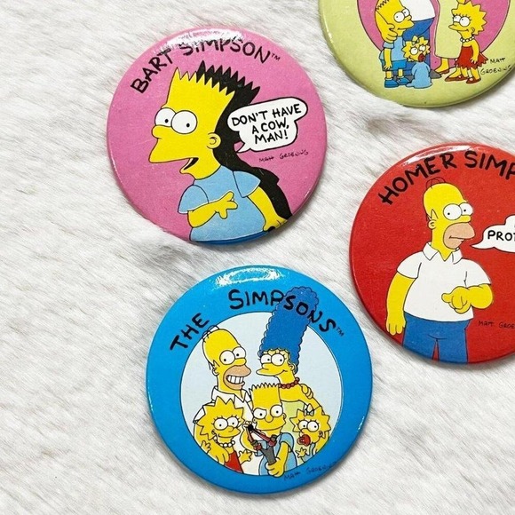Set of 6 Vintage 1989 The Simpsons Pins - Picture 2 of 7